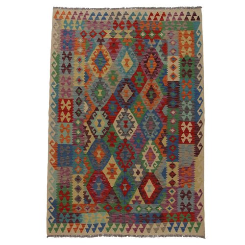 Kilim szőnyeg 249x176 kézi szövésű afgán gyapjú kilim