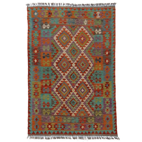 Kilim szőnyeg 196x133 kézi szövésű afgán gyapjú kilim