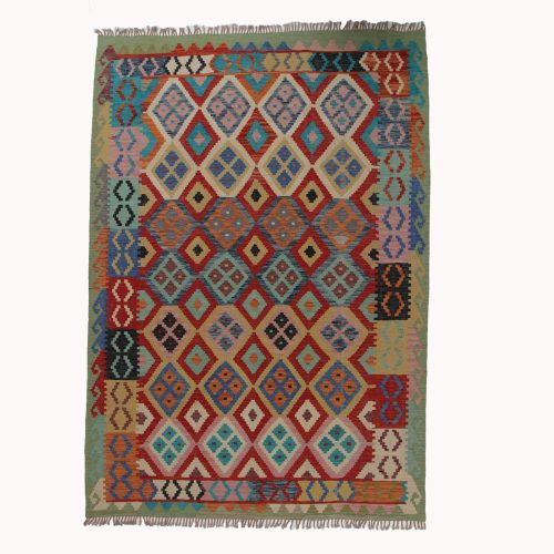 Kilim szőnyeg 205x293 kézi szövésű afgán gyapjú kilim