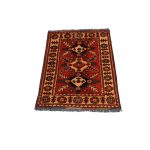 Afgán szőnyeg barna Caucasian 61x87 kézi csomózású gyapjú szőnyeg