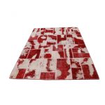 Patchwork szőnyeg bordó-fehér 170x241 kézi szövésű nappali szőnyeg