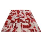 Patchwork szőnyeg bordó-fehér 170x241 kézi szövésű nappali szőnyeg