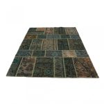 Patchwork szőnyeg zöld 169x238 kézi szövésű nappali szőnyeg