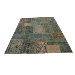 Patchwork szőnyeg zöld 169x238 kézi szövésű nappali szőnyeg