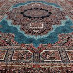 Perzsa szőnyeg türkiz TABRIZ 140x200 minőségi szőnyeg a nappaliba vagy hálószobába