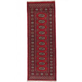   Futószőnyeg bordó Bokhara 65x180 kézi csomózású pakisztáni szőnyeg
