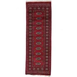   Futószőnyeg bordó Bokhara 64x184 kézi csomózású pakisztáni szőnyeg