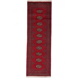   Futószőnyeg bordó Bokhara 63x193 kézi csomózású pakisztáni szőnyeg