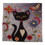 Lila díszpárna 45x45 – Éjféli cica