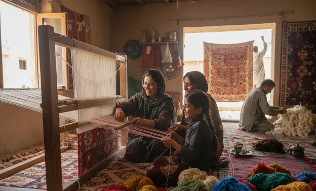 Afgán Kilim szőnyeg készítés